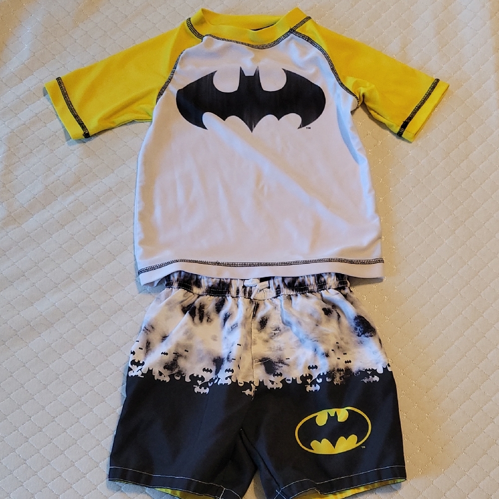 Batman Kids Rashguard Set - Yellow, Black, and White
